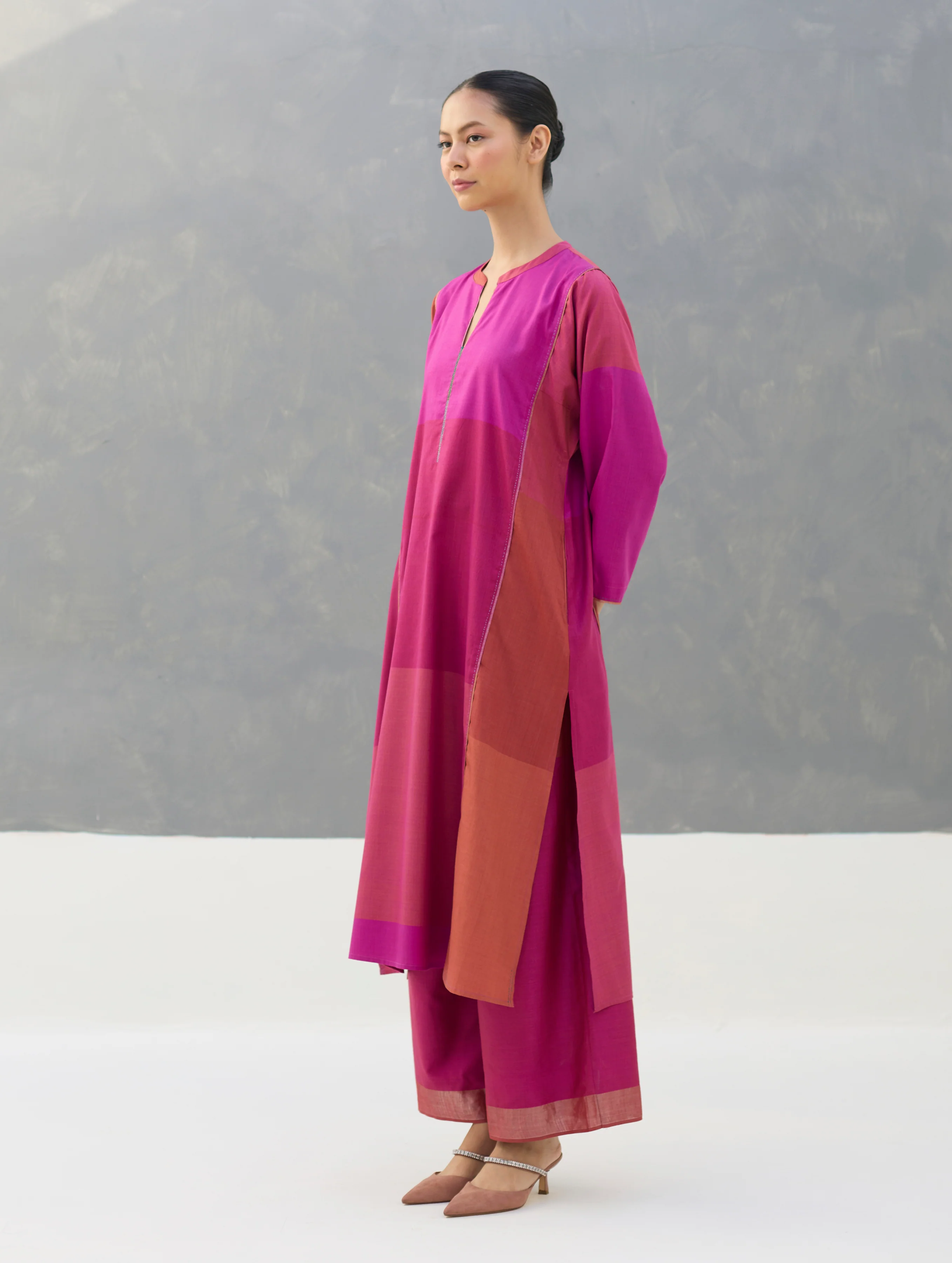 Warda Angrakha Eri Silk Kurta Set  - Rose - Image 5