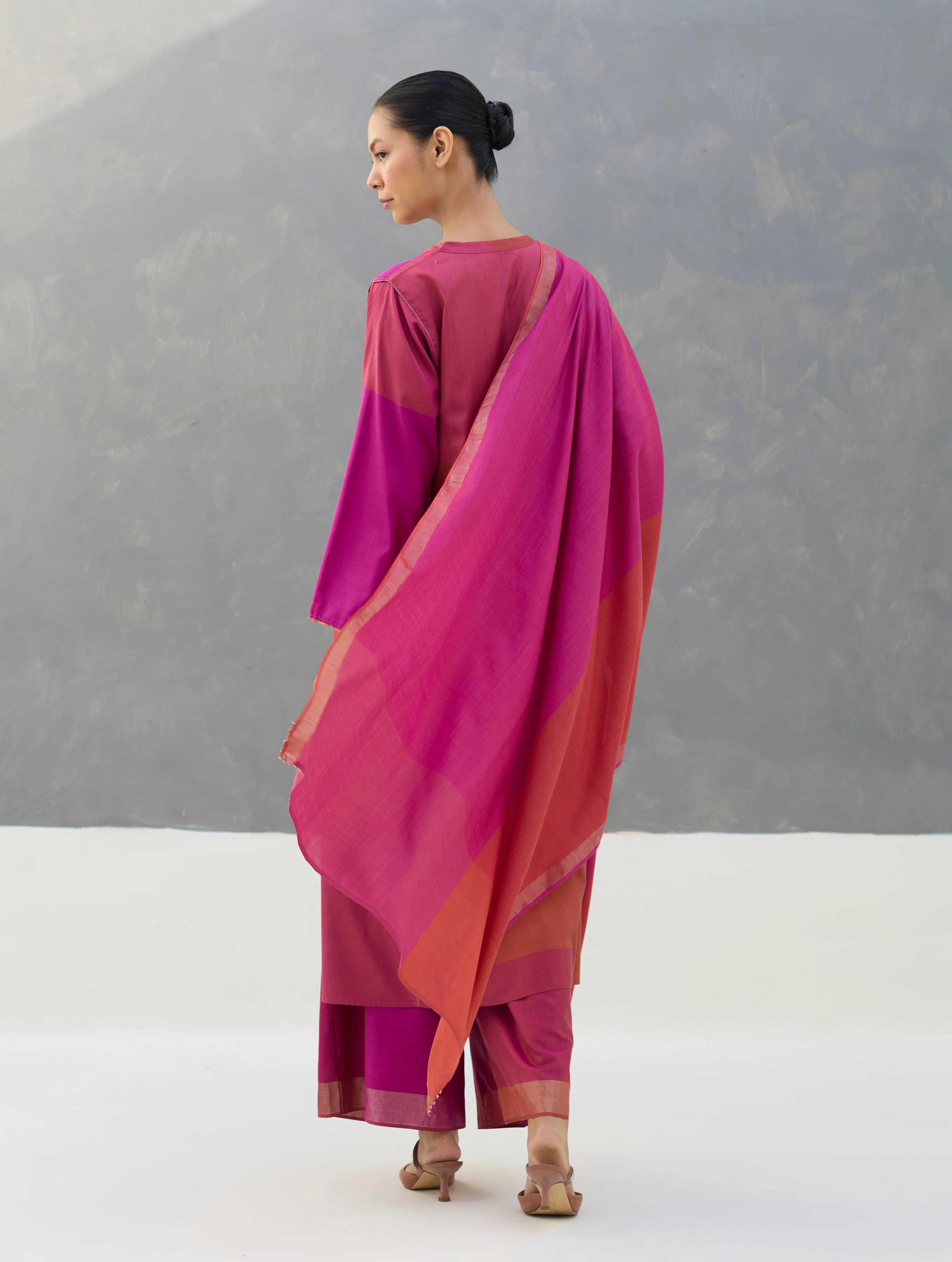 Warda Angrakha Eri Silk Kurta Set  - Rose - Image 8