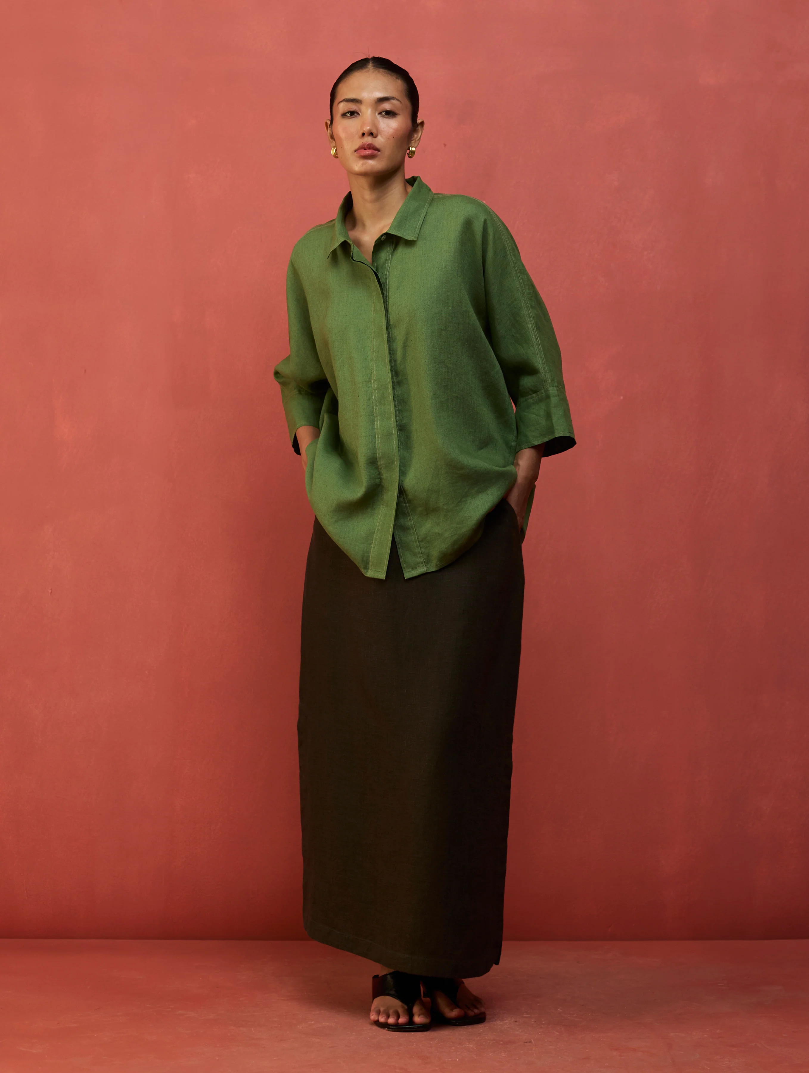Yoko Forever Linen Shirt - Fern Green - Image 4