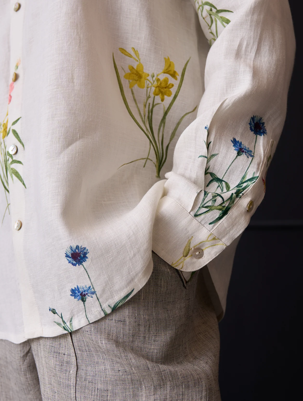Yori Botanical Linen Shirt - Ivory - Image 3