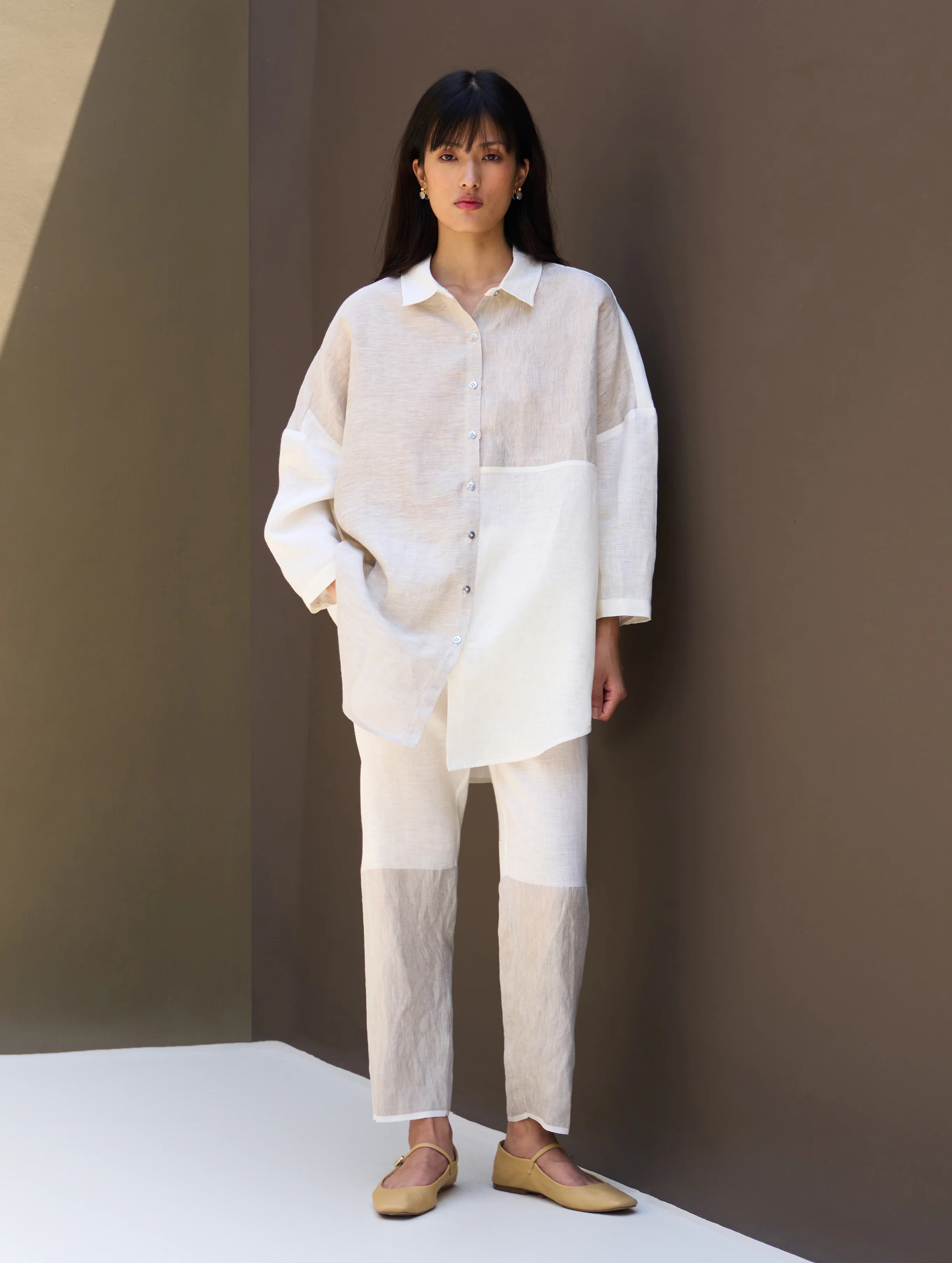 Zaha Metallic Linen Co-ord Set - Ivory - Image 6