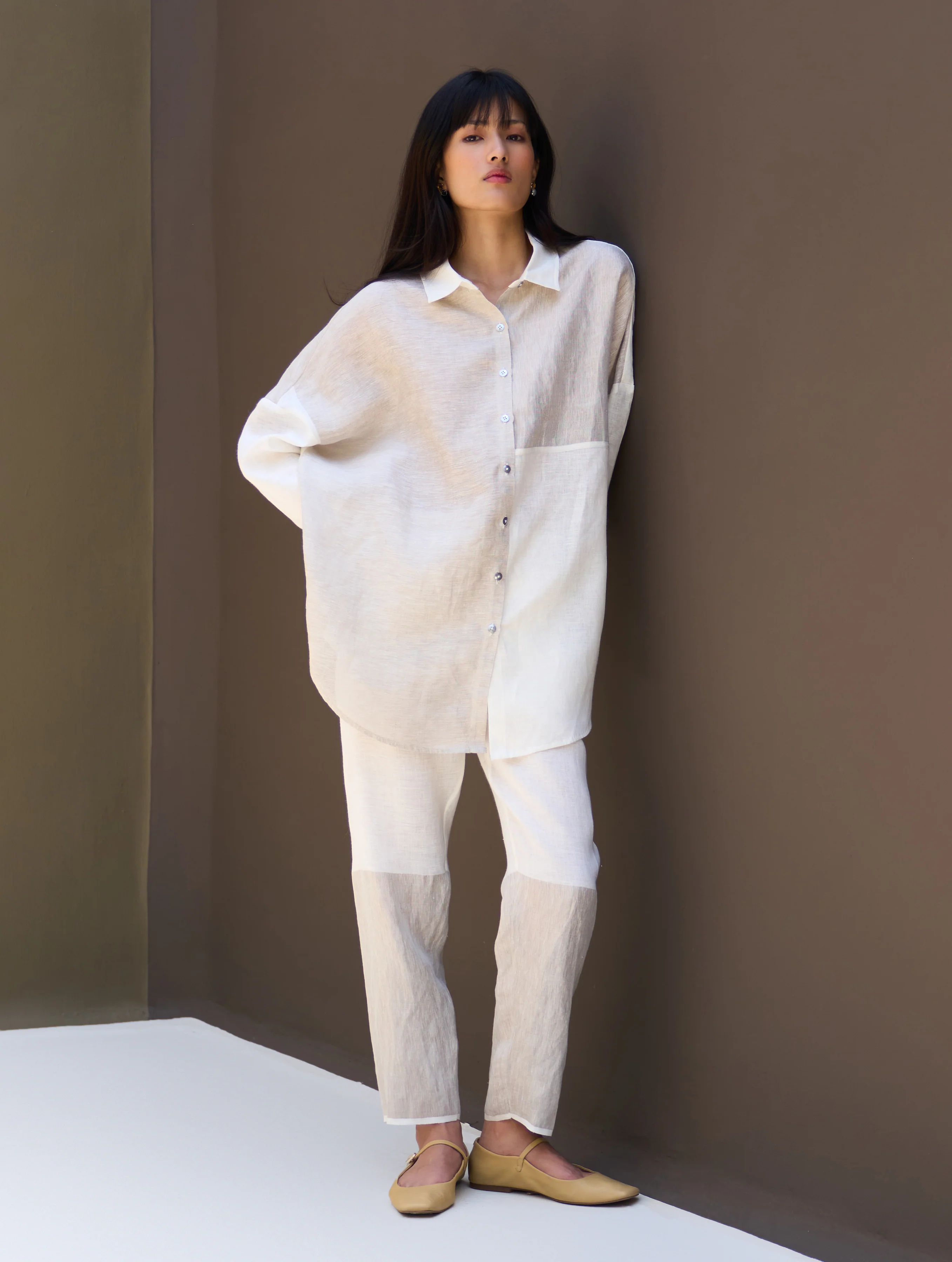 Zaha Metallic Linen Co-ord Set - Ivory - Image 7