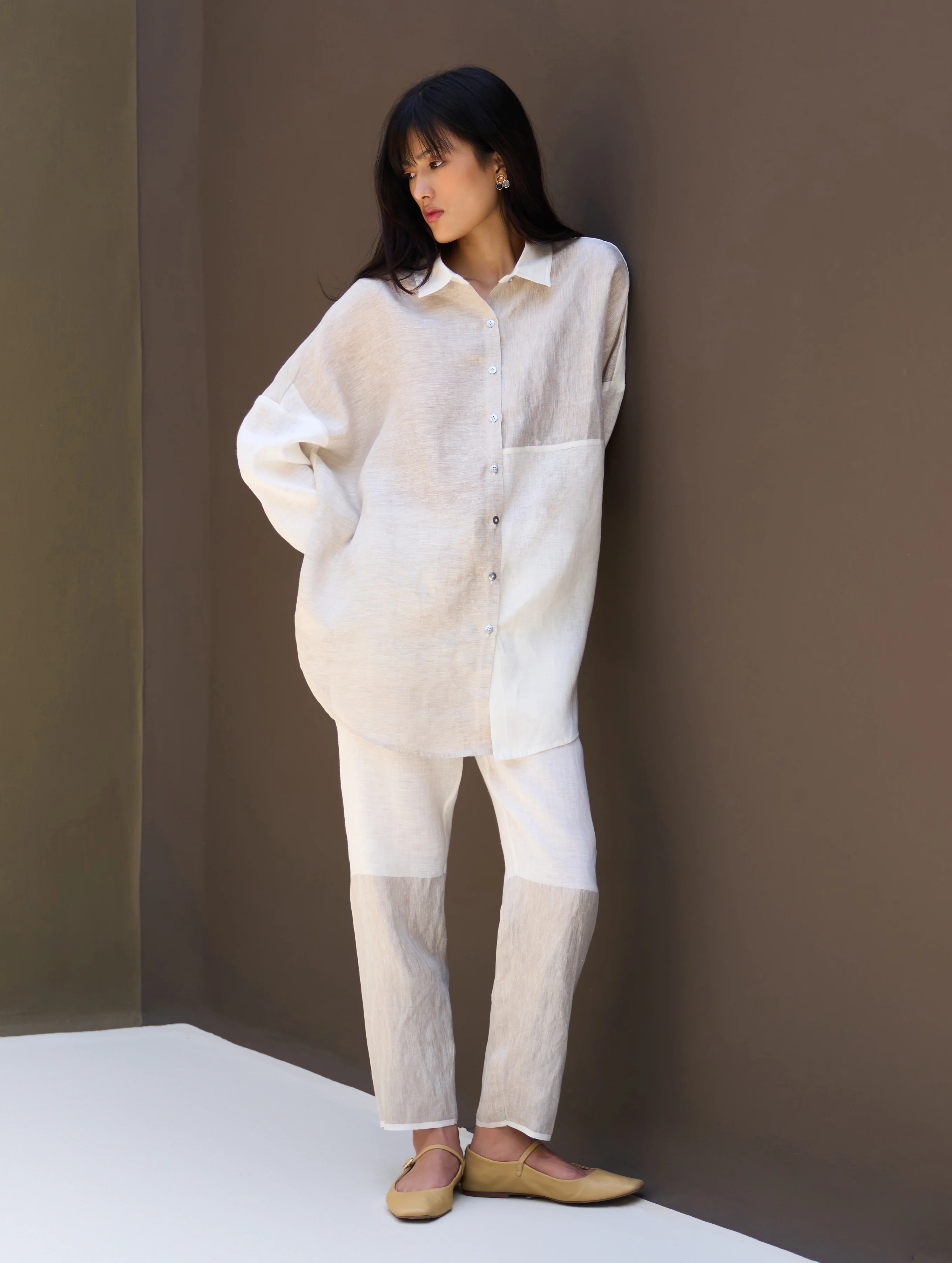 Zaha Metallic Linen Co-ord Set - Ivory - Image 8