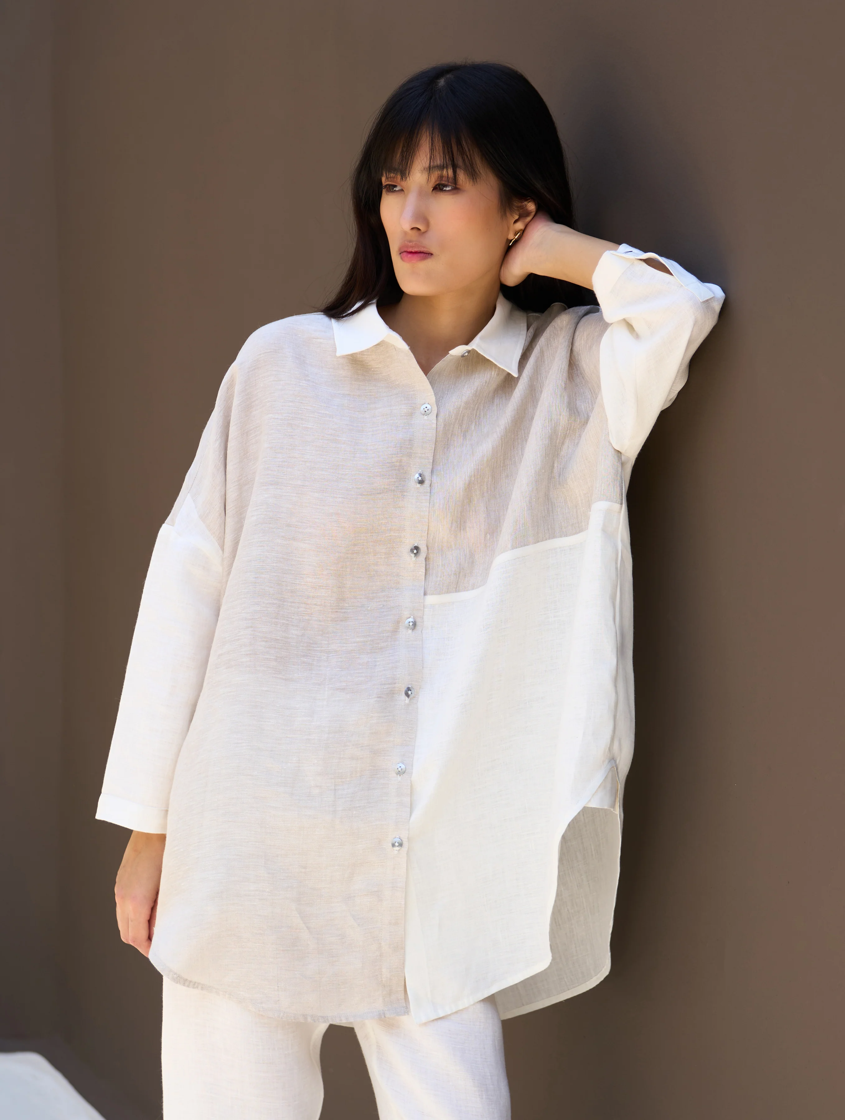Zaha Metallic Linen Co-ord Set - Ivory - Image 9