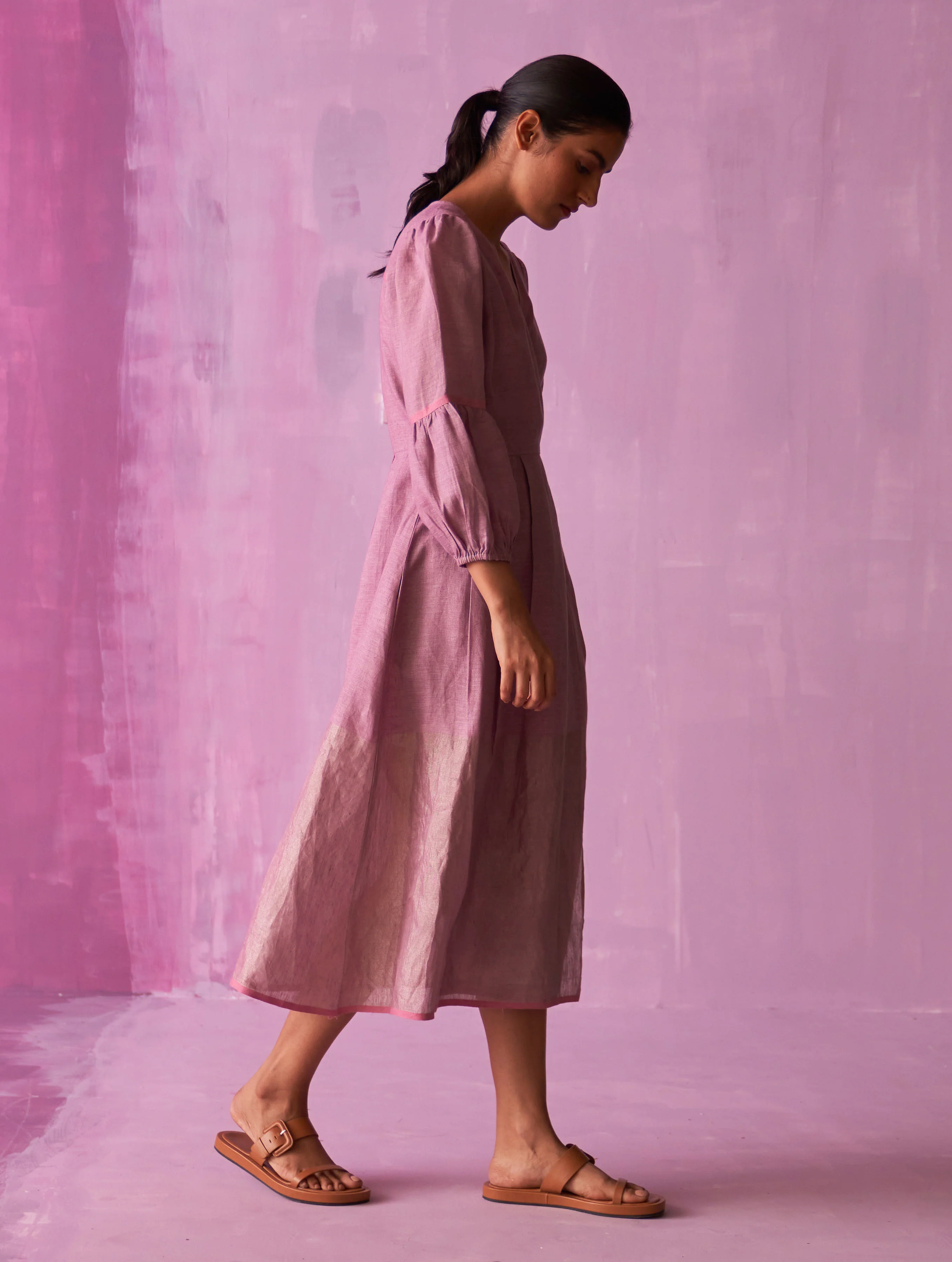 Zaina Metallic Wrap Dress - Lavender - Image 5