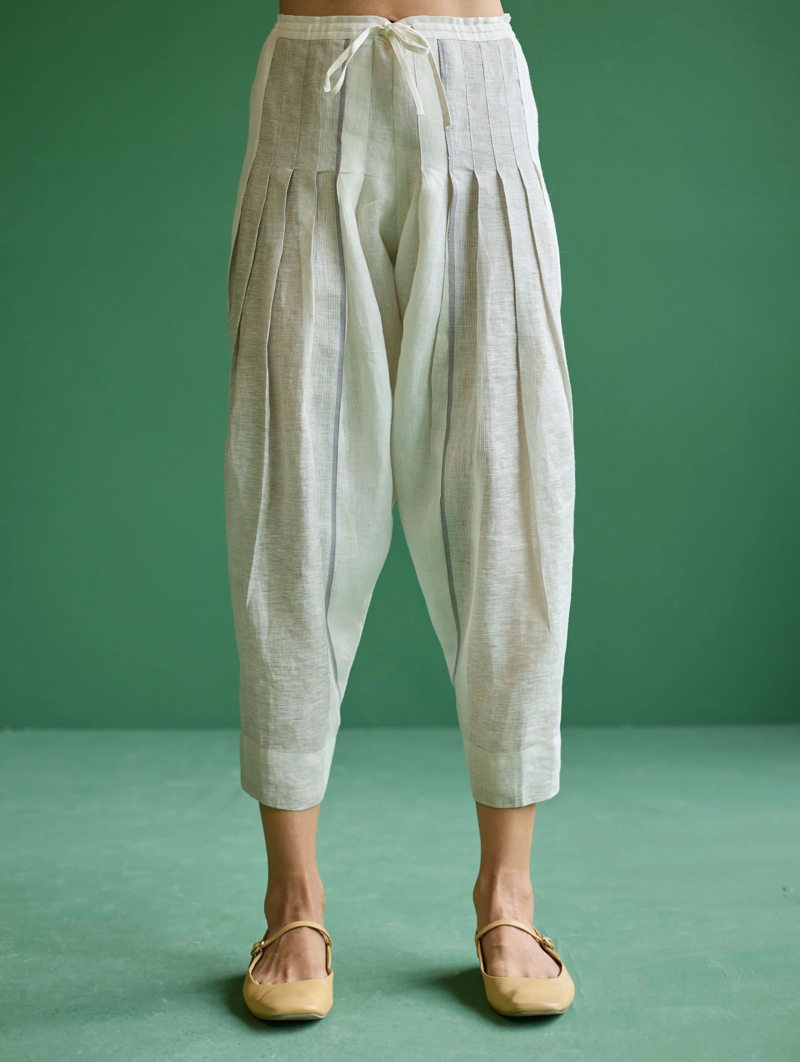 Zang Metallic Linen Salwar Pant - Ivory - Image 6