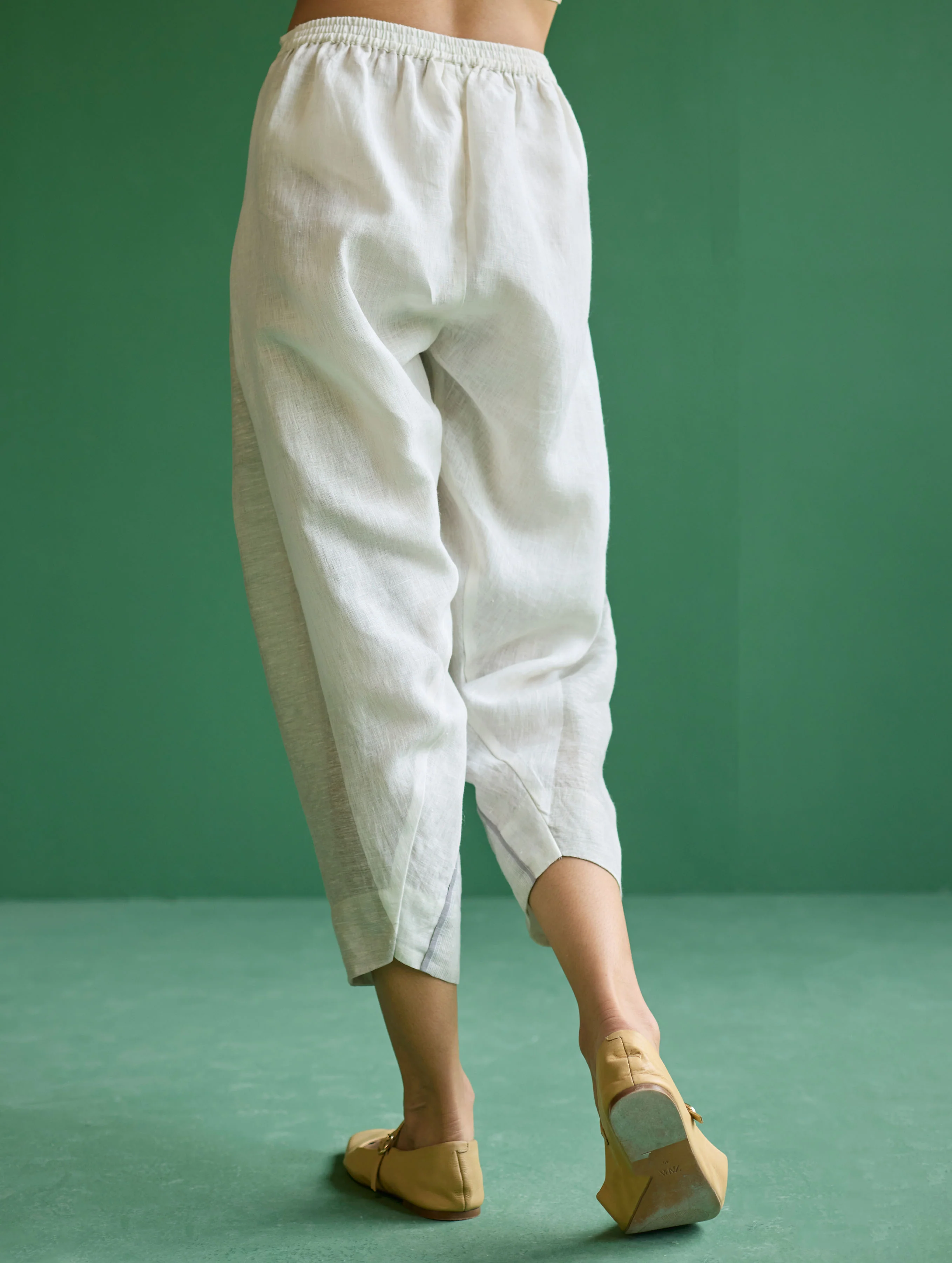 Zang Metallic Linen Salwar Pant - Ivory - Image 7