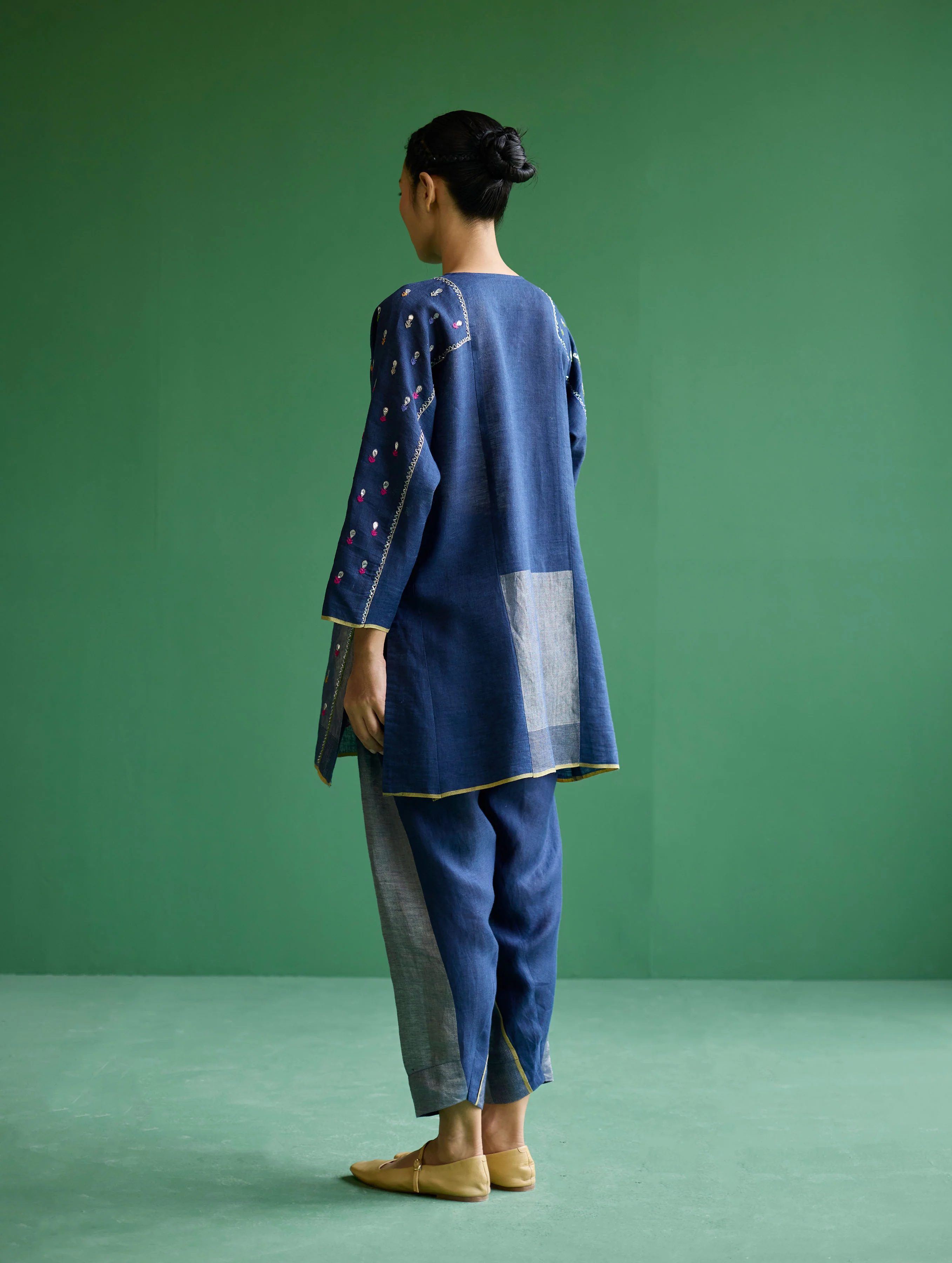 Zang Metallic Linen Salwar Pant - Navy - Image 3