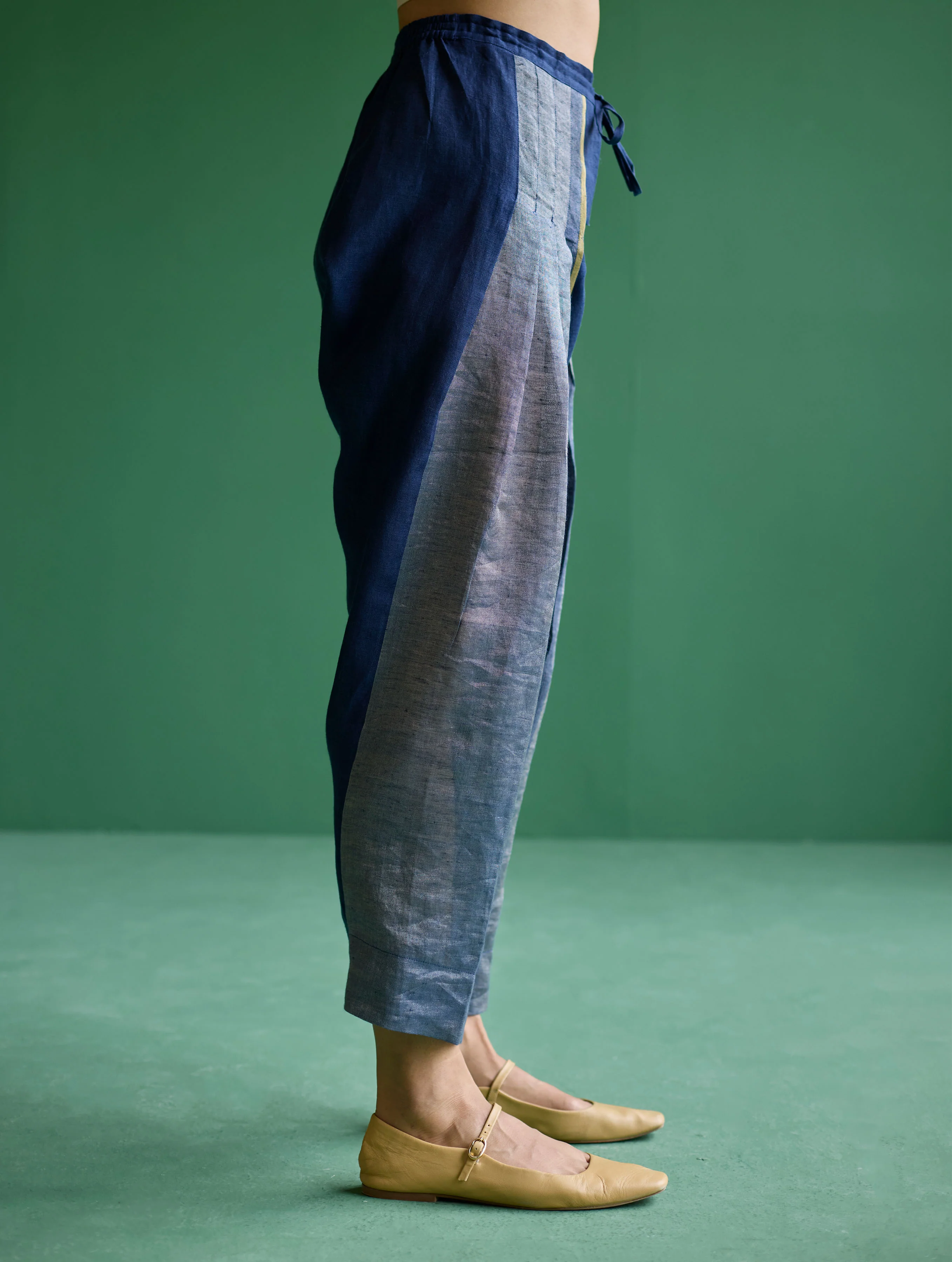 Zang Metallic Linen Salwar Pant - Navy - Image 4