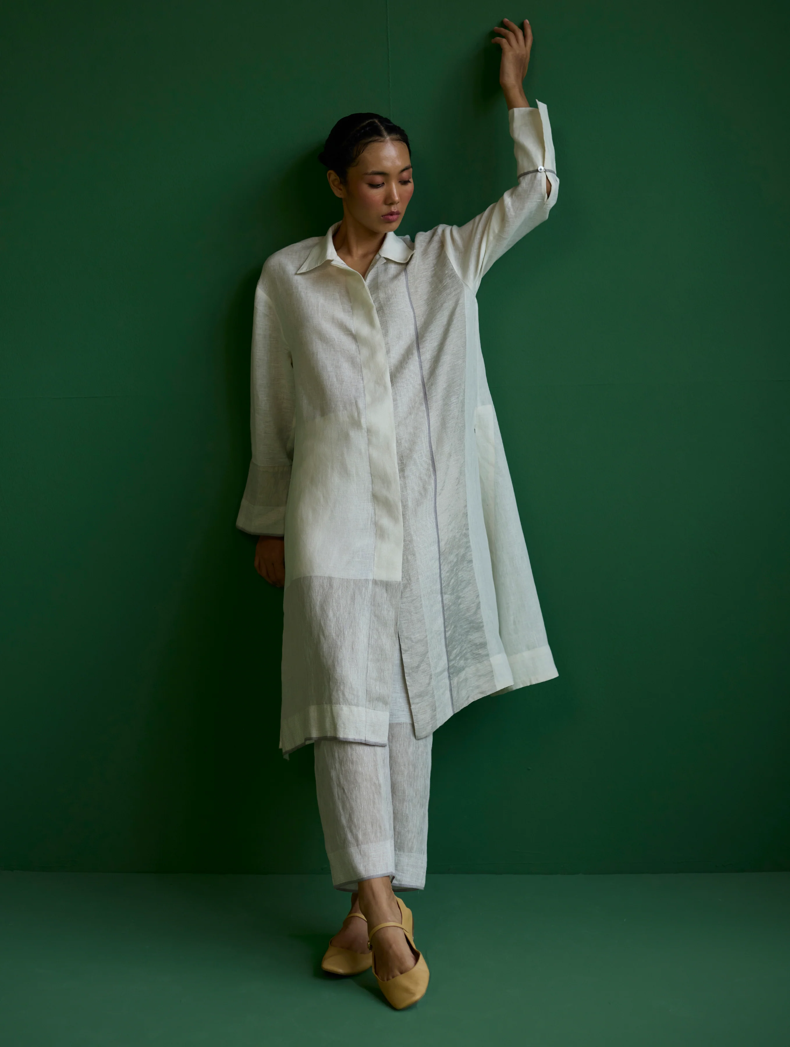 Ziza Metallic Linen Co-ord Set - Ivory - Image 7