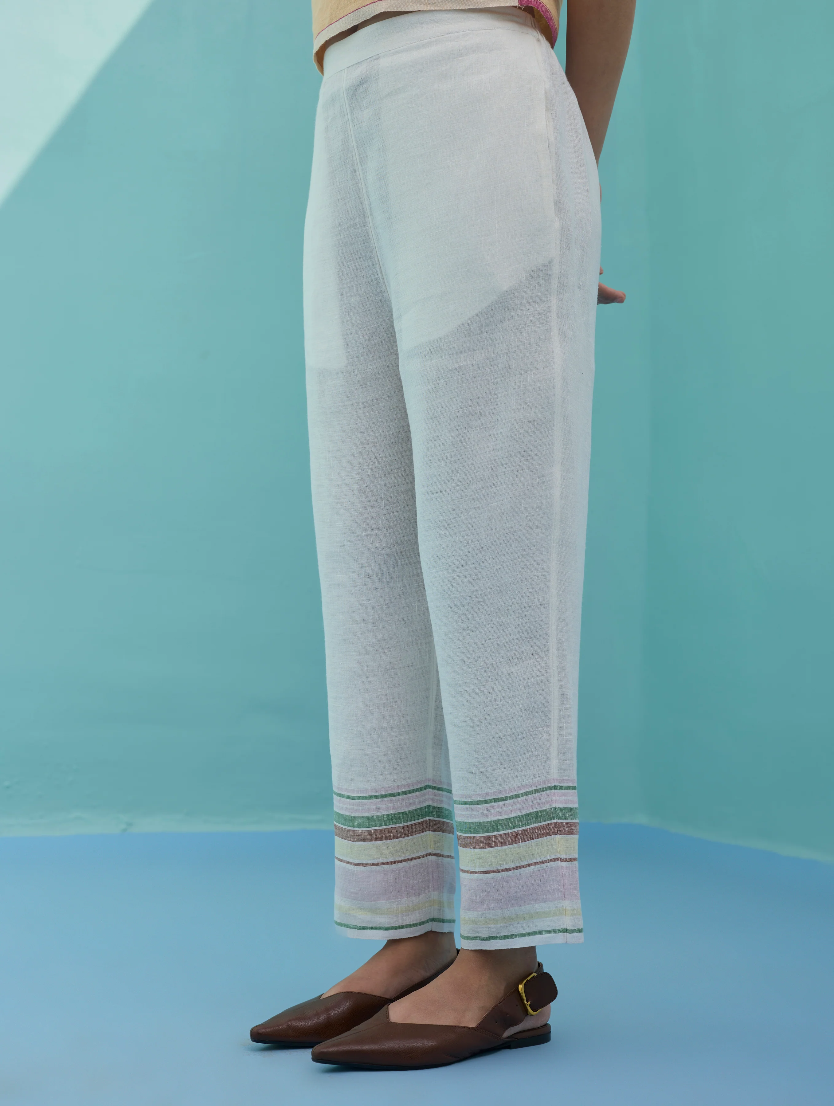 Zura Floral Block-Printed Embroidered Kurta Set - Ivory - Image 18